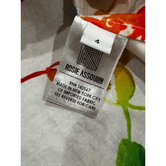 Rosie Assoulin Strapless Babydoll Maxi Dress sz 4 Watercolor Print Bell Sleeves - Picture 6 of 13